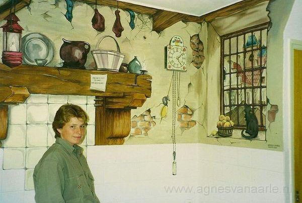 Wandschildering Anton Pieck stijl